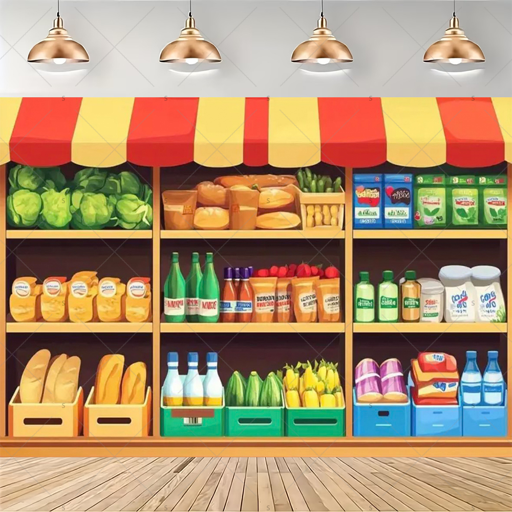 Colorful Supermarket Shelf Bac – Party Event Supply Store recenzja i cena