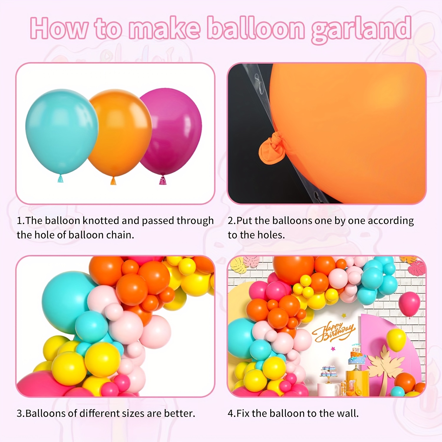 130pcs Pink Yellow Orange Ball – Balloon Arch Kit recenzja i cena