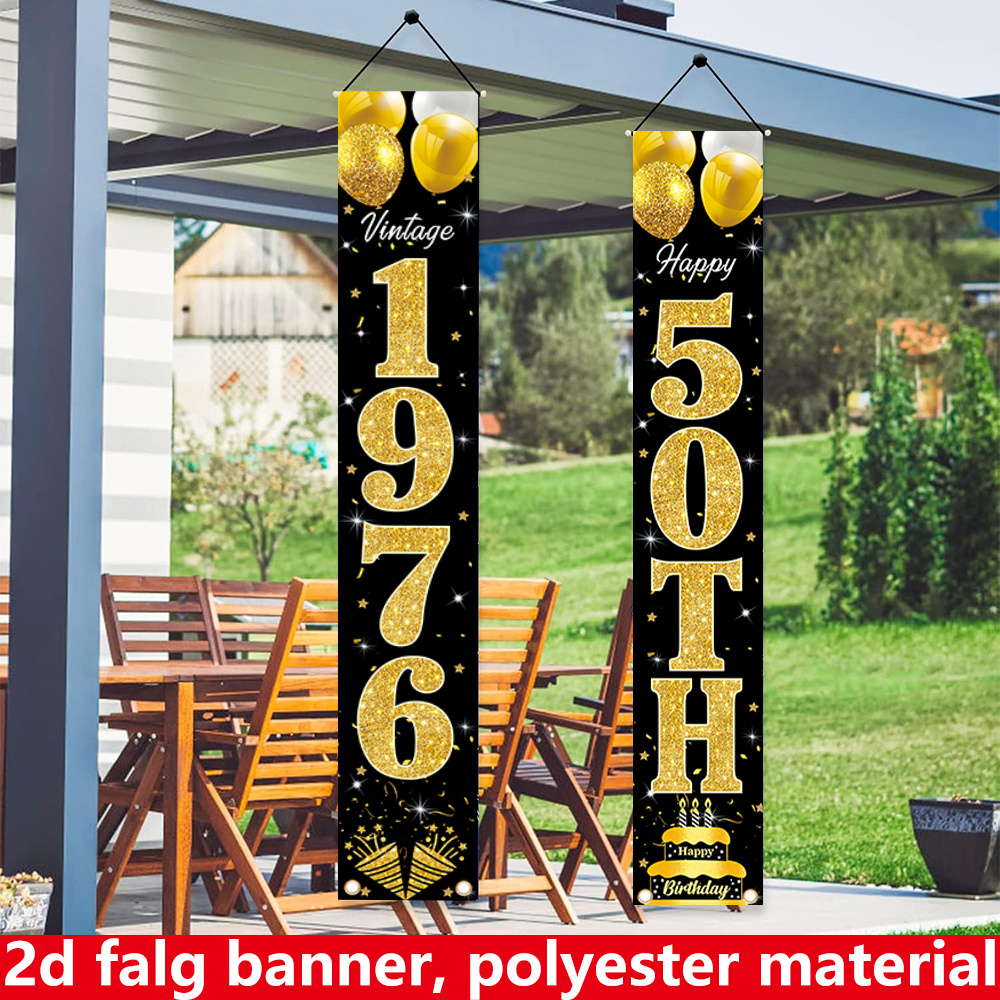 2D flat banner, 2pc birthday b – Party Banner Gold recenzja i cena