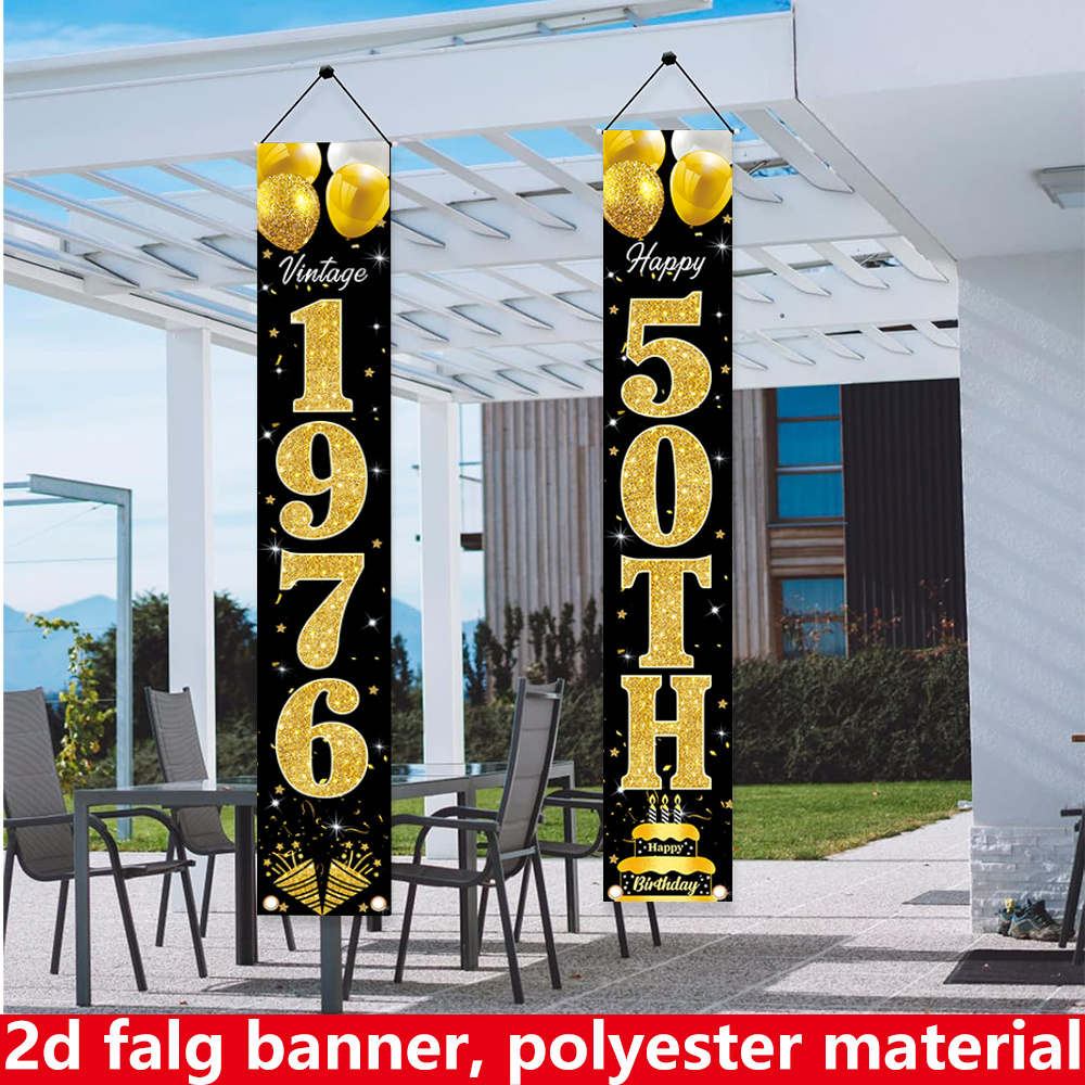 2D flat banner, 2pc birthday b – Party Banner Gold recenzja i cena