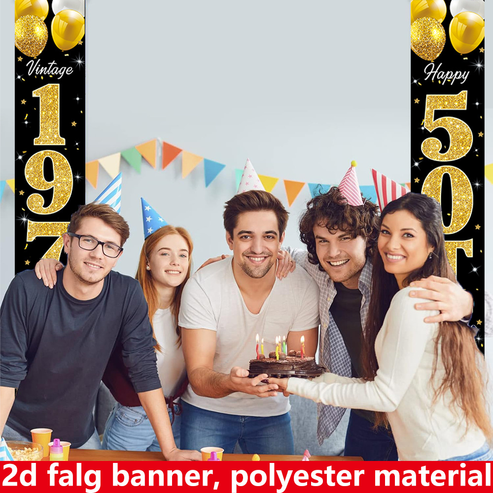 2D flat banner, 2pc birthday b – Party Banner Gold recenzja i cena