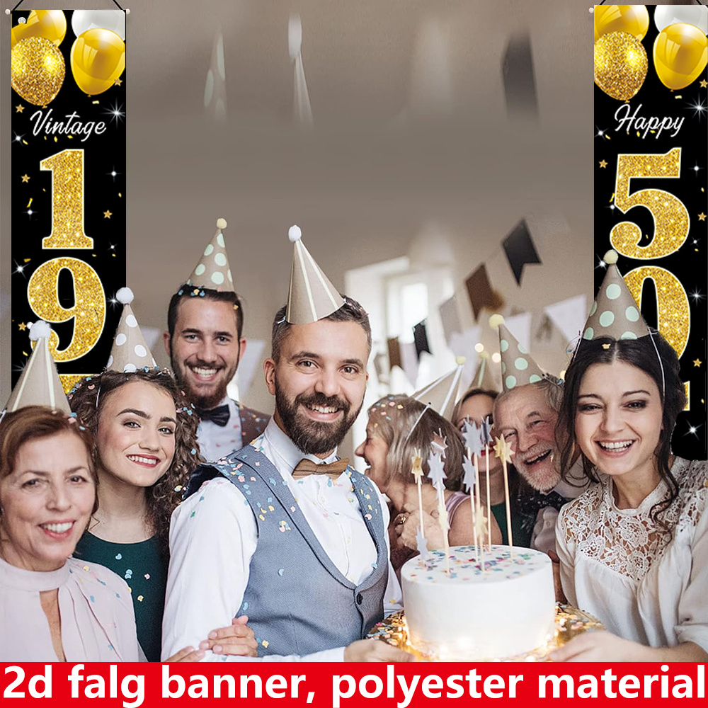 2D flat banner, 2pc birthday b – Party Banner Gold recenzja i cena