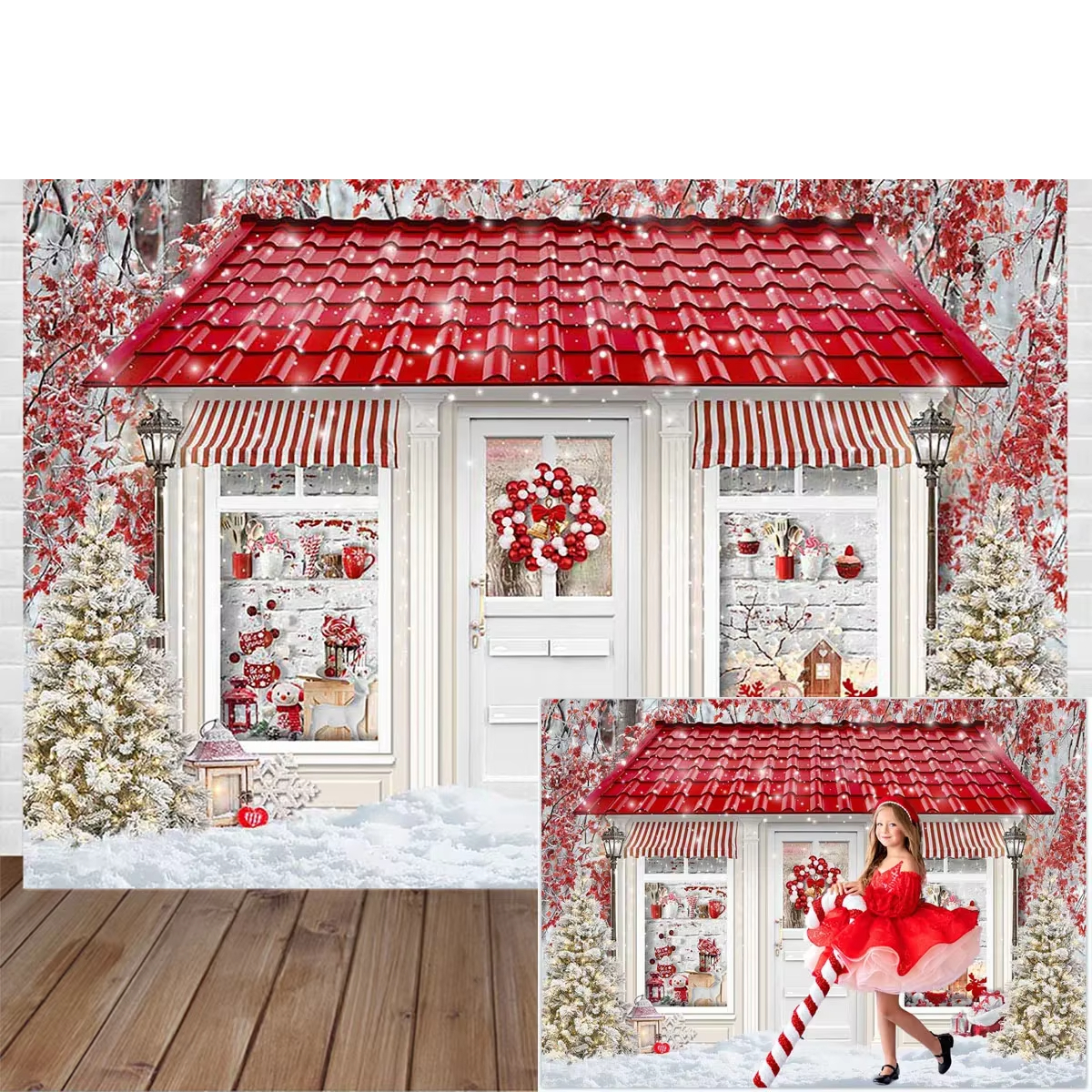 Winter Christmas Window Backgr – Party Event Supply Store recenzja i cena