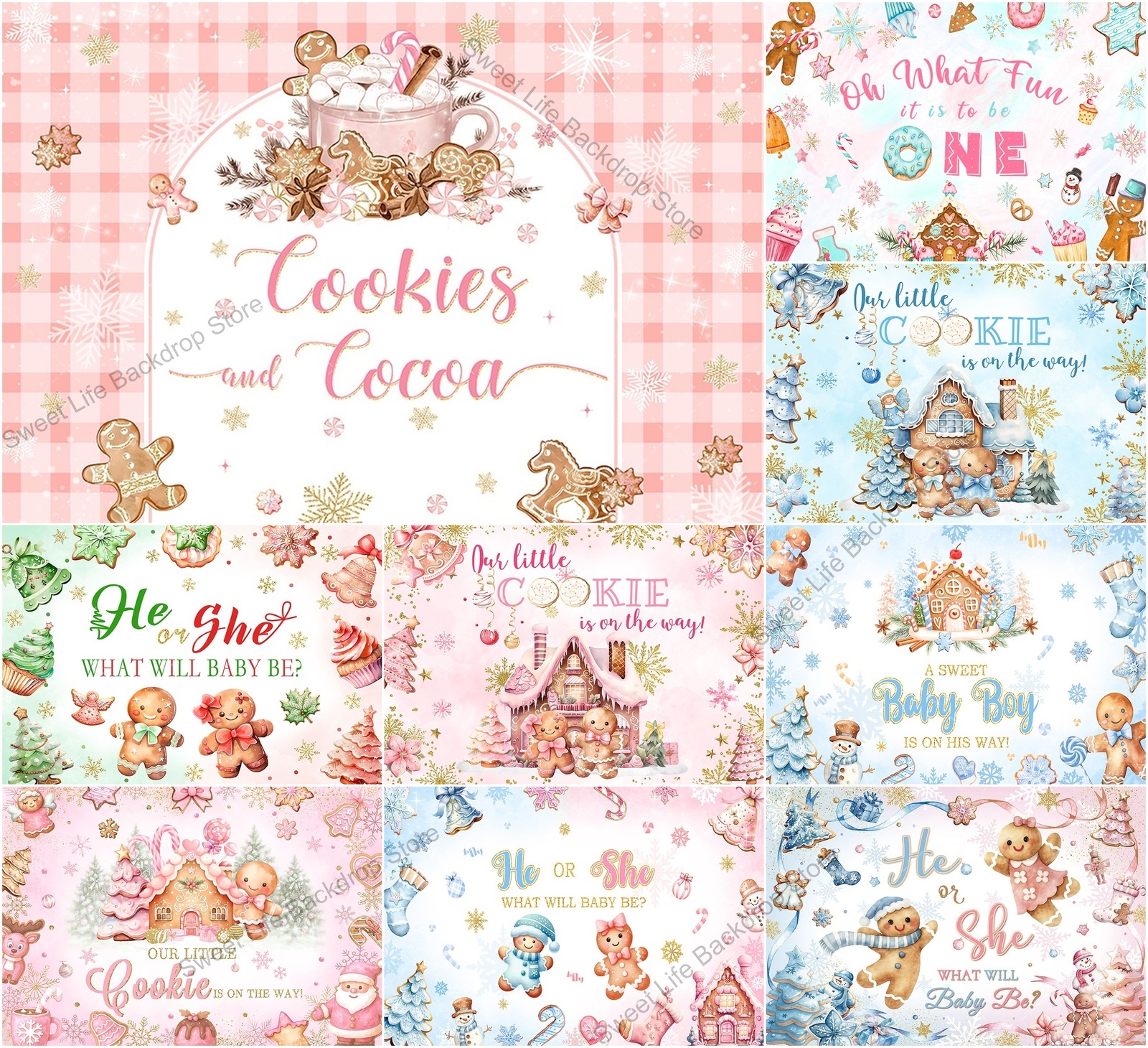 Christmas Gingerbread Baby Sho – Dessert Table Backdrop recenzja i cena