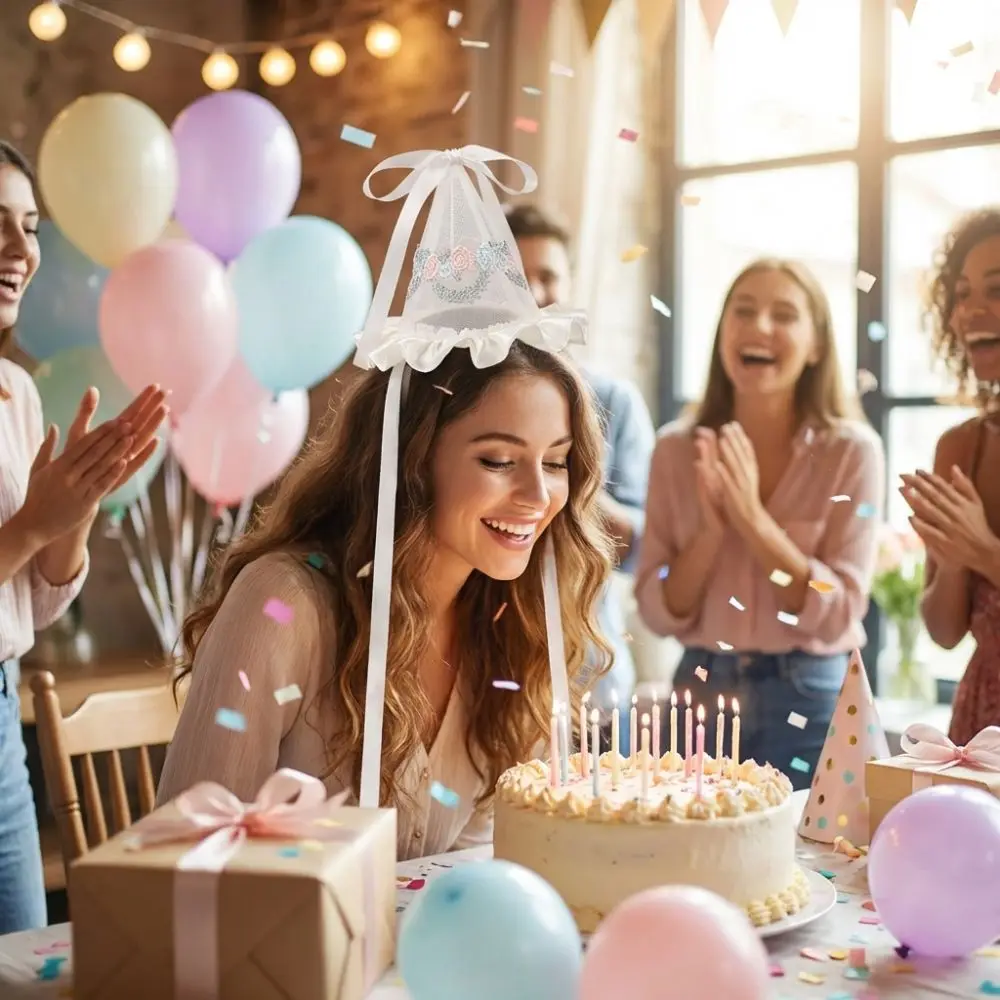 Cute Style Embroidery Mesh Bir – Party Hat Cone recenzja i cena