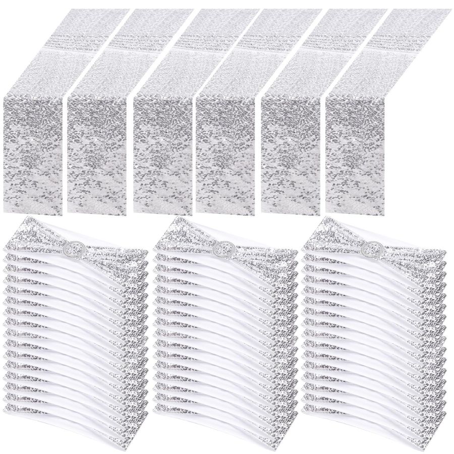 54 Pcs Silver Sequin Chair Sas – Birthday Sash Glitter recenzja i cena