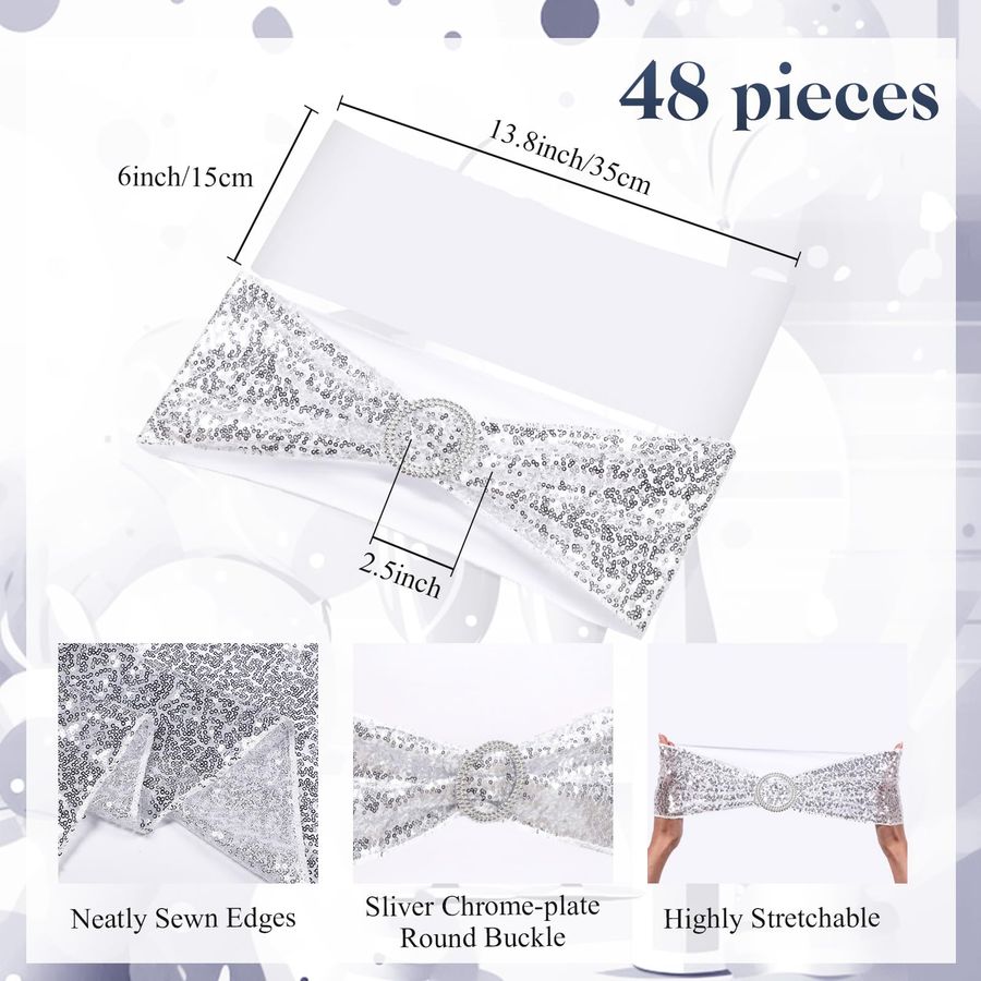 54 Pcs Silver Sequin Chair Sas – Birthday Sash Glitter recenzja i cena