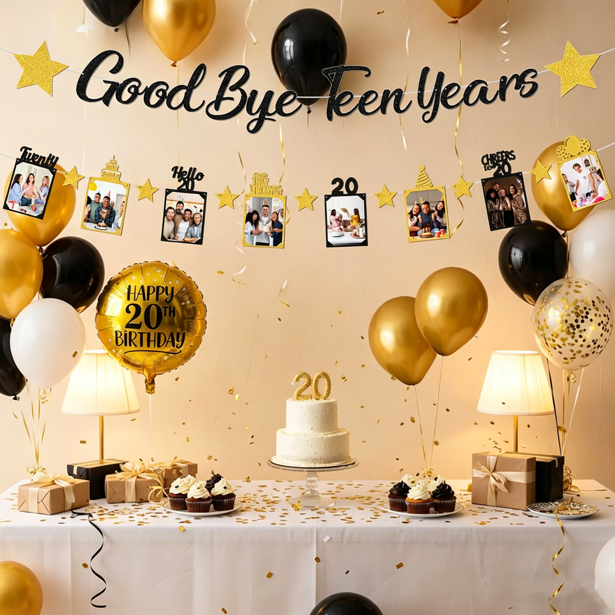 Black Gold Glitter Goodbye Tee – Party Banner Gold recenzja i cena