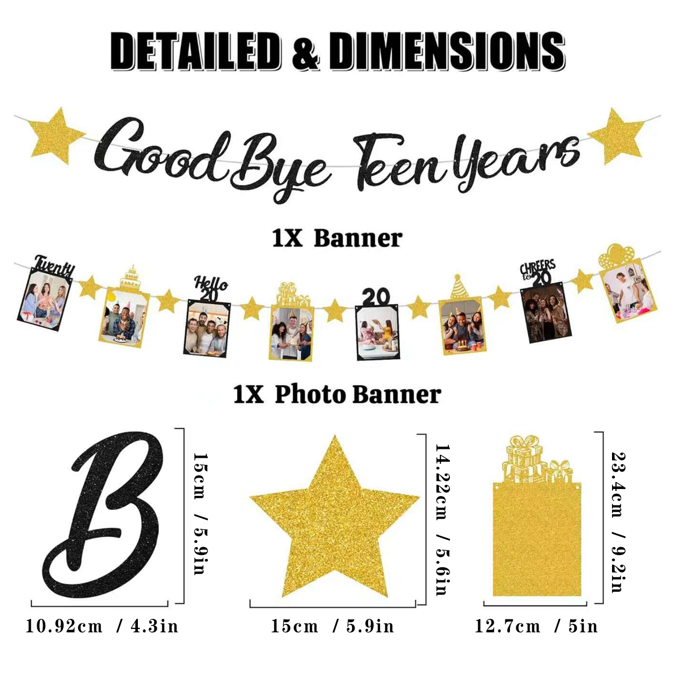 Black Gold Glitter Goodbye Tee – Party Banner Gold recenzja i cena